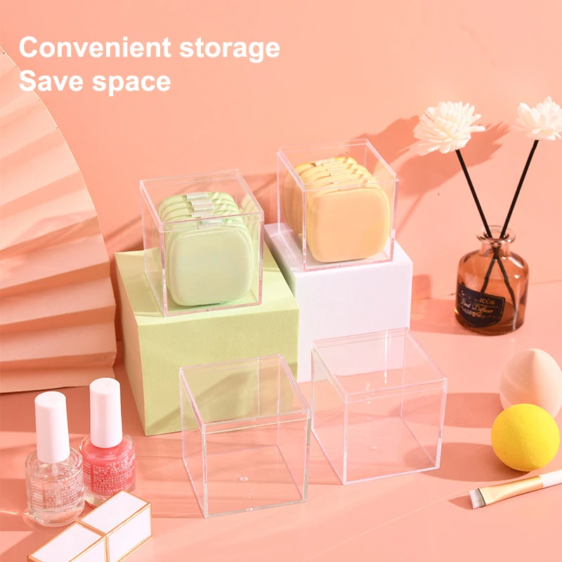 Transparent Powder Puff Beauty Egg Storage Box Safe Plastic Material Cosmetic Storage Box Waterproof Dustproof Box