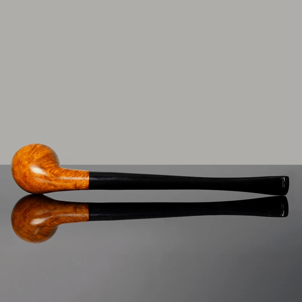 briar tobacco pipe, straight handle polo pipe, 3mm pipe channel, acrylic straight handle, briar wood pipe bowl, Father Day gift