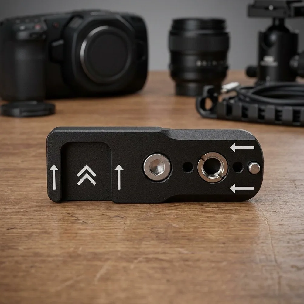 Aluminum Adapter Plate 1/4-20 Thread To Cold Shoe Mount With Anti-Drop Rail For Camera Cage Rig Microphone Light Accessory