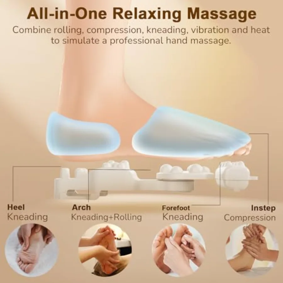 Foot Massager for Plantar Fasciitis Neuropathy: Heated Compression with Kneading, Vibration, and Heat Therapy Black, Durable Fa - view 5