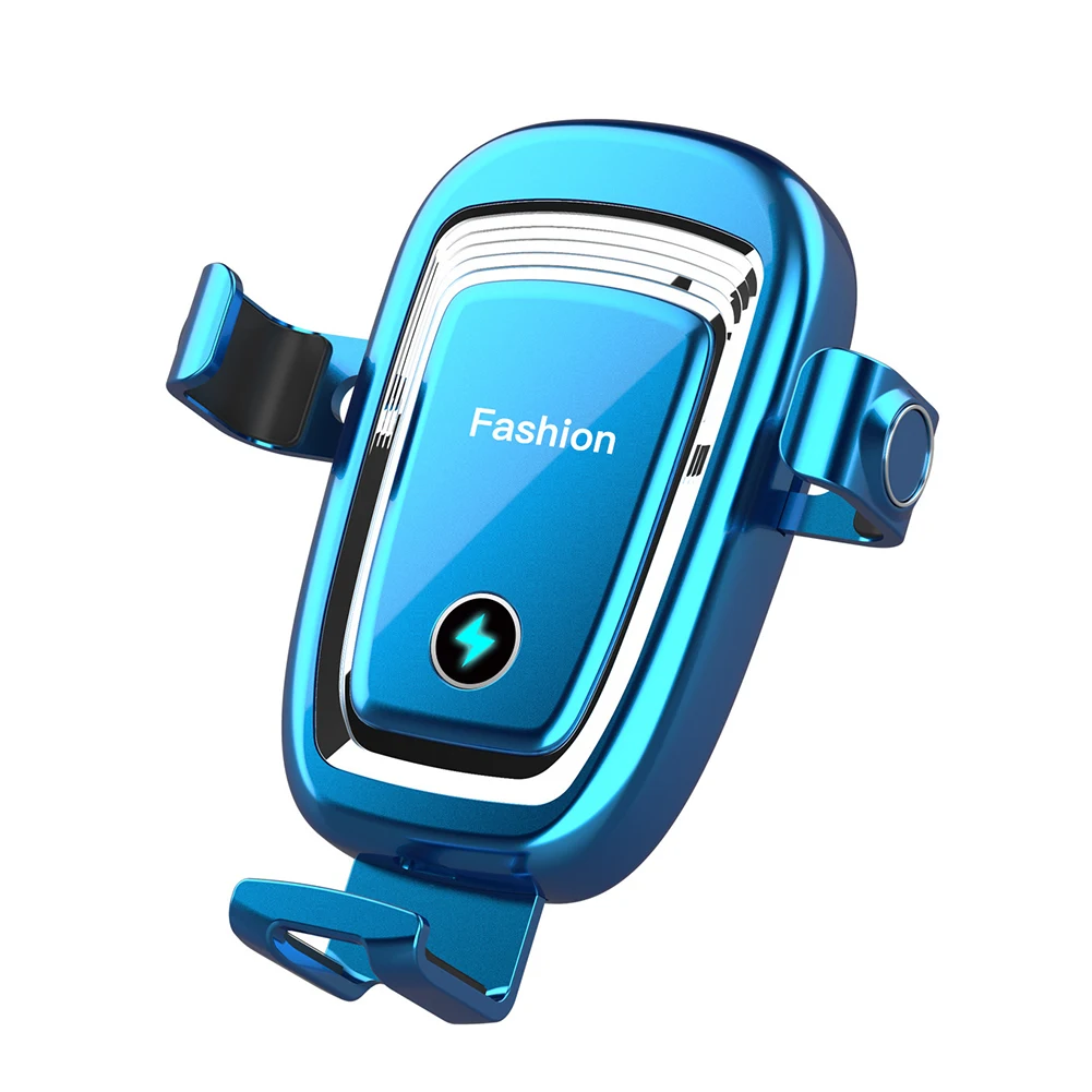 

Phone Holder Wireless Charger 15W Fast Charge Black Blue Gravity Induction Mobile Phone Holder White Car Interior