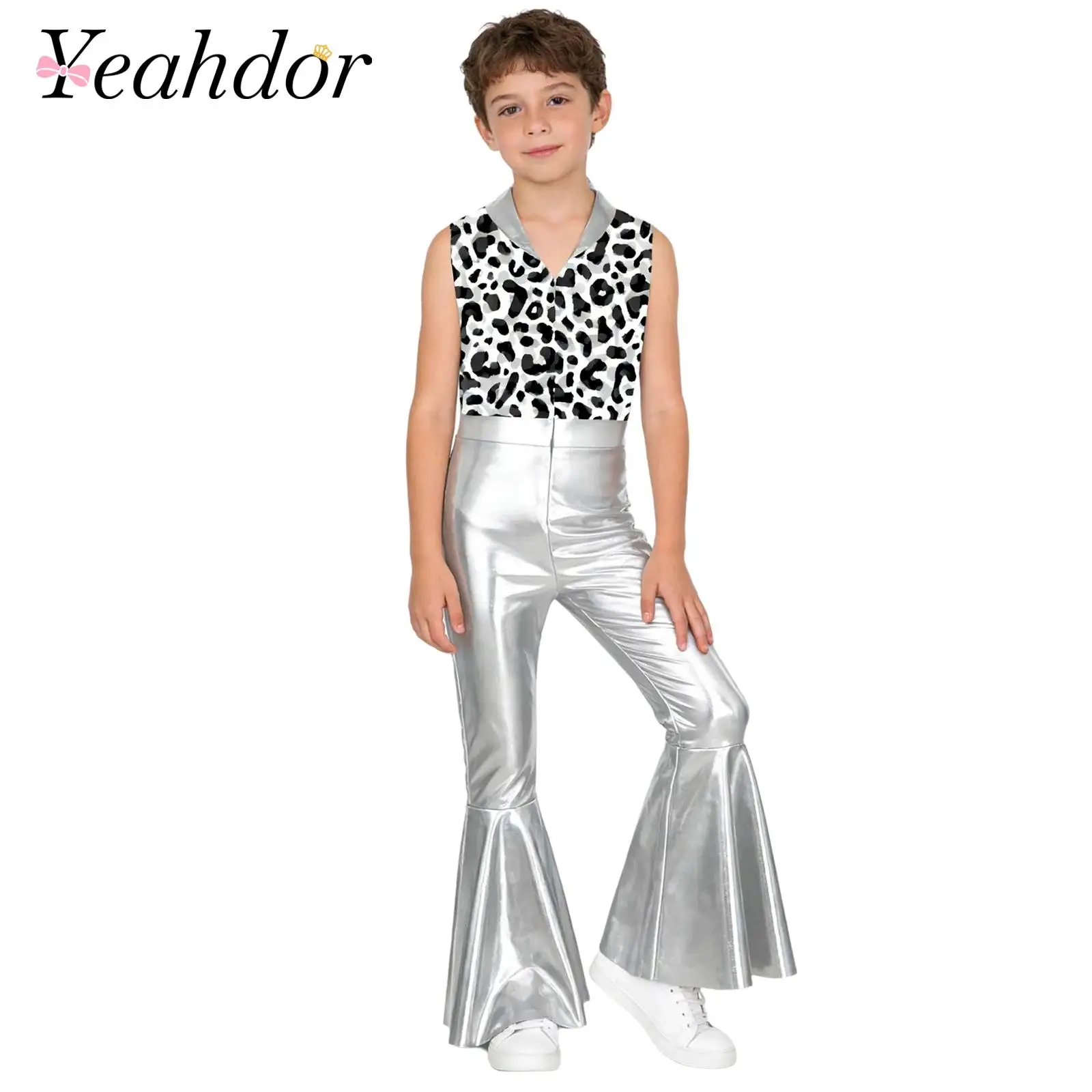 

Детские комбинезоны для мальчиков в стиле хиппи 60-х, 70-х, диско-костюмы для Хэллоуина, костюмы для вечеринок, одежда для фанк-музыки, джаза, хип-хопа, танцевальная одежда в стиле 80-х.