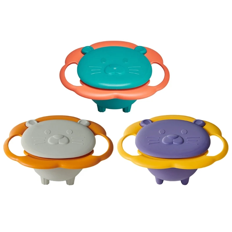 Cartoon Toddler Friendly Anti Tipping Bowl 360 Degree Rotation Gyroscope Bowl