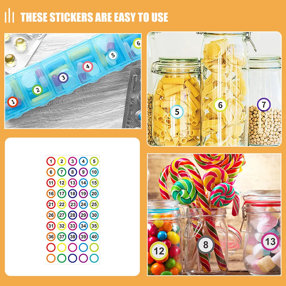 

20 Sheets Colored Number Stickers Adhesive Round Digital Stickers for Classification Storage Labeling Identification