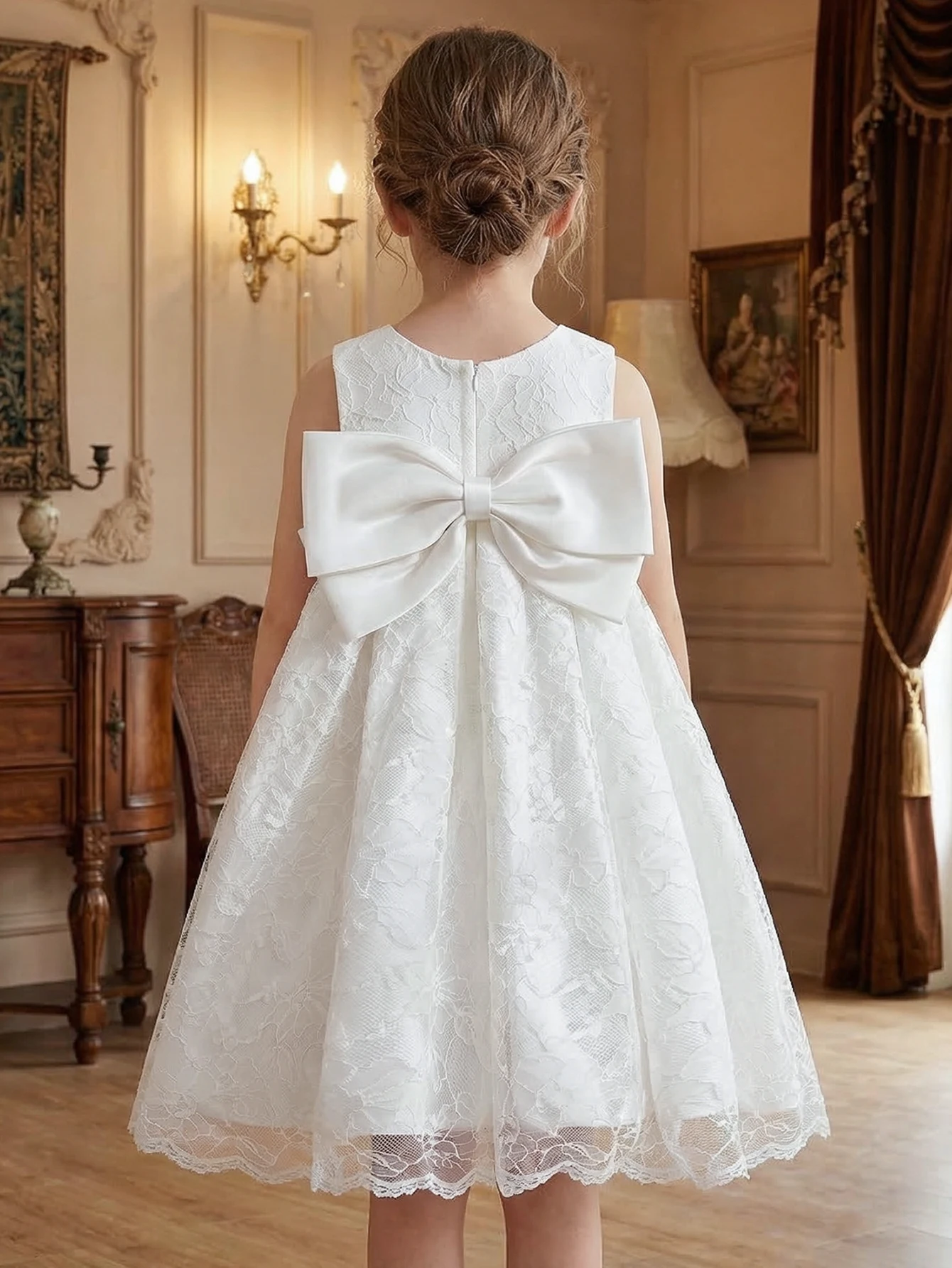 Elegant White Formal Lace Gown for Girls Designed for Special Occasions Including Weddings,Formal Dinners,Birthday Party Dress view 6