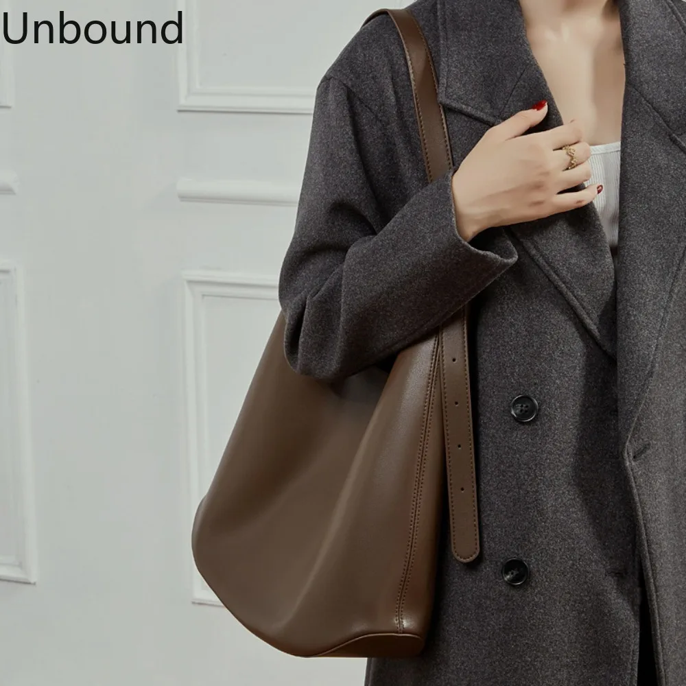 

New Genuine Leather Tote Women Large Capacity Commuter Shoulder Crossbody Relaxed Style Cowhide Carry Luxury Versatile Handbag