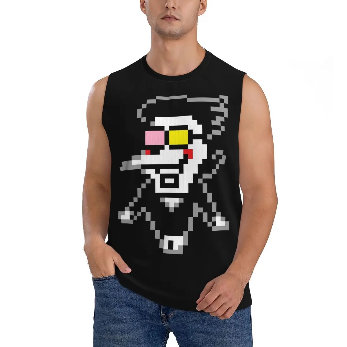 Deltarune Chapter 2 Spamto Men Sleeveless Tank Tops Quick Dry Breathable Gym Fitness Running Summer Casual Sport Vest