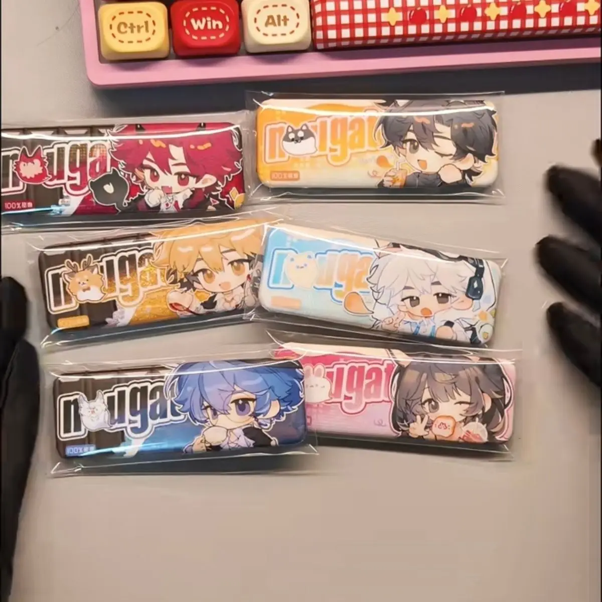 Link Click Badge Set Of 6 Rectangular Can Badge Candy Bar Design Cheng Xiaoshi Lu Guang Anime Collector Display Shelf