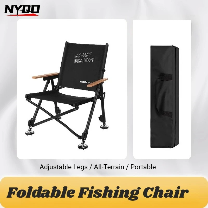 Foldable Fishing Chair All‑Terrain Portable Angling Seat Steel Frame With Storage Bag For Outdoor Bank Fishing