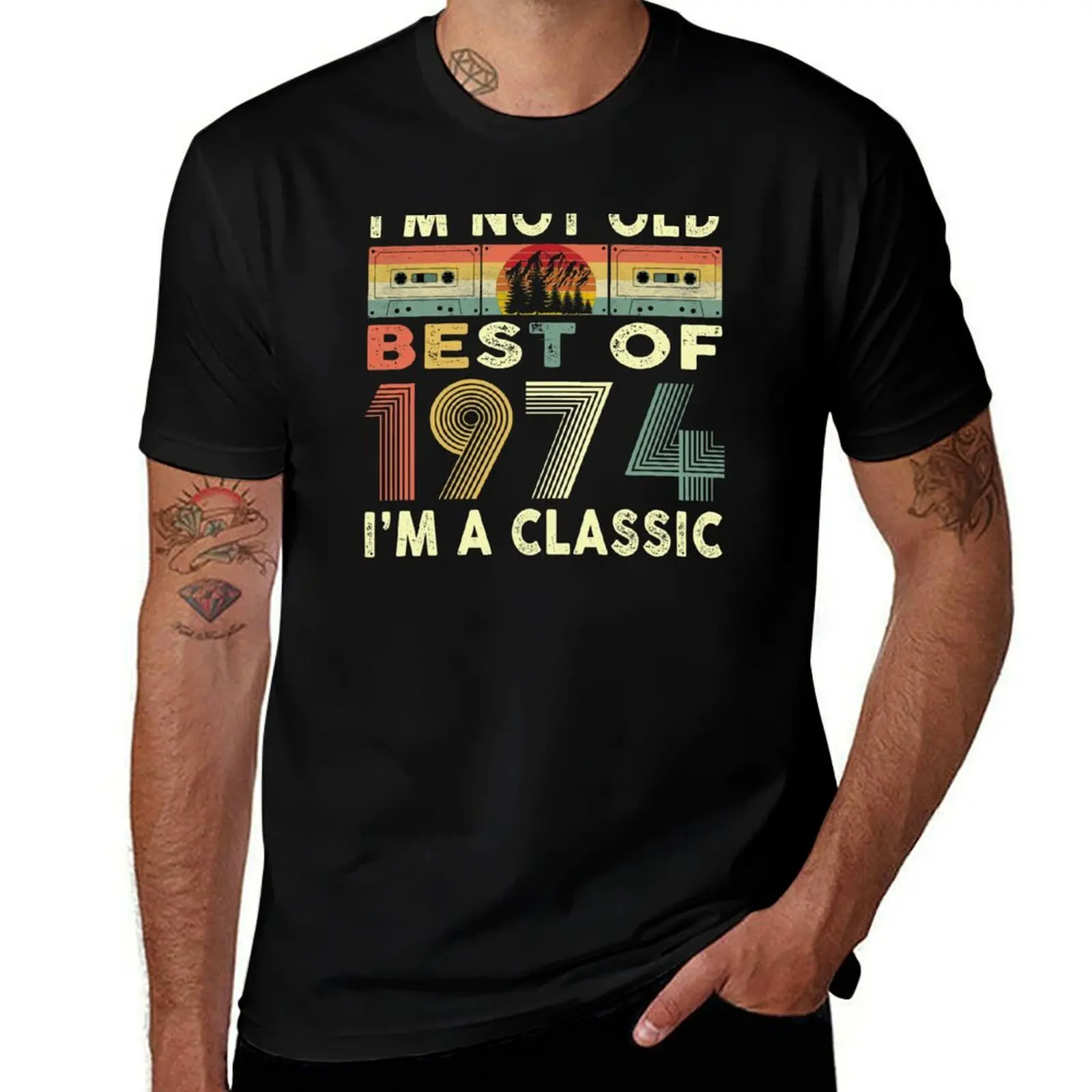 

Best Of 1974 46th Birthday Gifts Cassette Tape Vintage T-Shirt anime tshirt plain Anime t-shirt cotton t shirt men