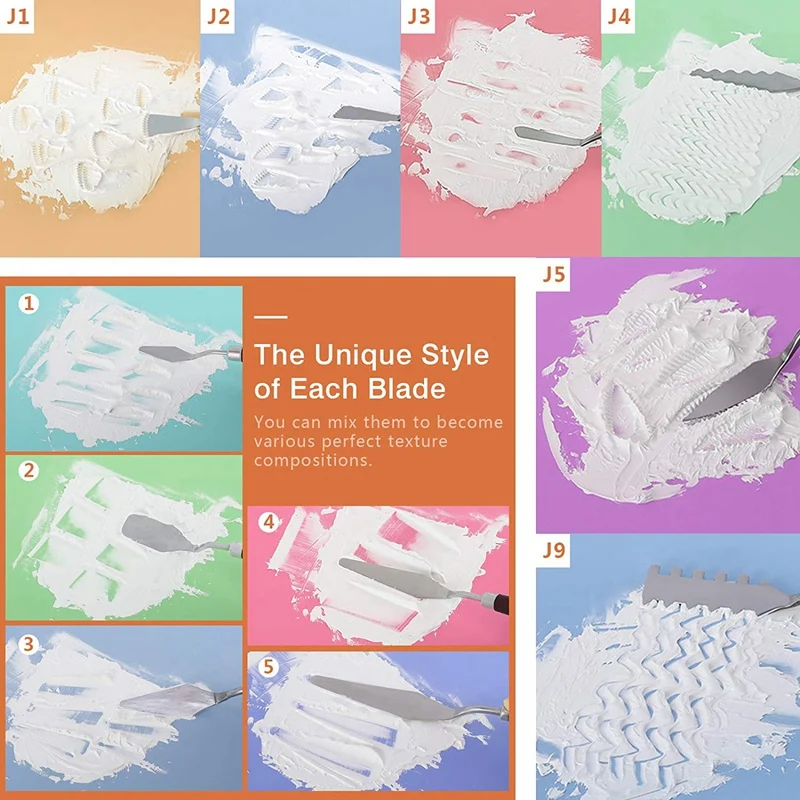 Pisau lukisan Set, peralatan seni pisau cat minyak seniman 11 bentuk dan ukuran pisau berbeda untuk perlengkapan melukis