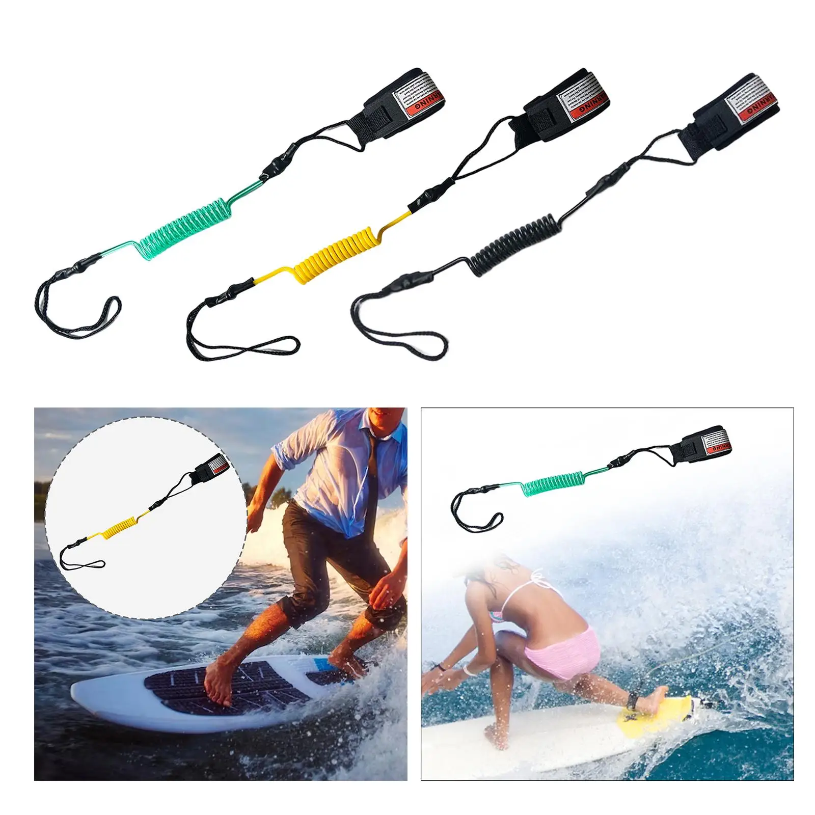 Surfboard Leash, Coiled Paddle Board Rope, Surf Leash Adjustable Cord, Paddle