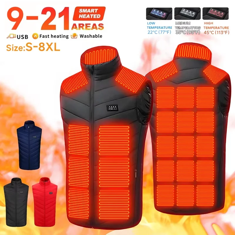 High Quality Smart Safety Outdoors Thermal Heated Vest Coat Jackets Men's Women's Heating USB Electric Jacket Clothing Plus Size
