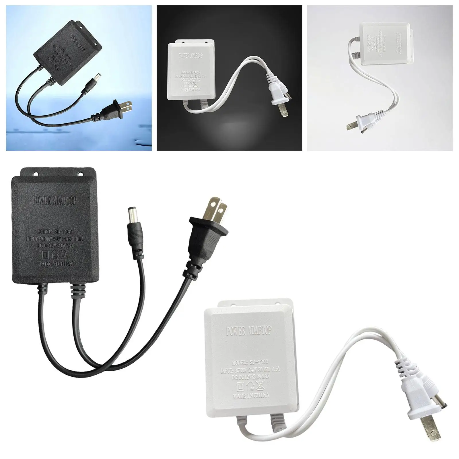 12V 2A AC Adapter Charger Waterproof Sturdy Multipurpose DC Outlet Plug for BT Speaker Webcam LED Strip Light Router CCTV Camera