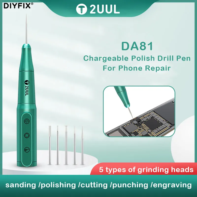 

2UUL DA81 Chargeable Electric Polish Drill Pen Sanding Polishing Cutting Punching Engraving With 5Type Grinding Heads Power Tool