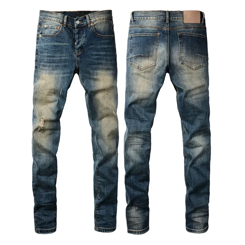 Classic Brand Purples Jeans Men's Streetwear Slim Stretch Straight Trousers Casual Trend Brands Denim Pants