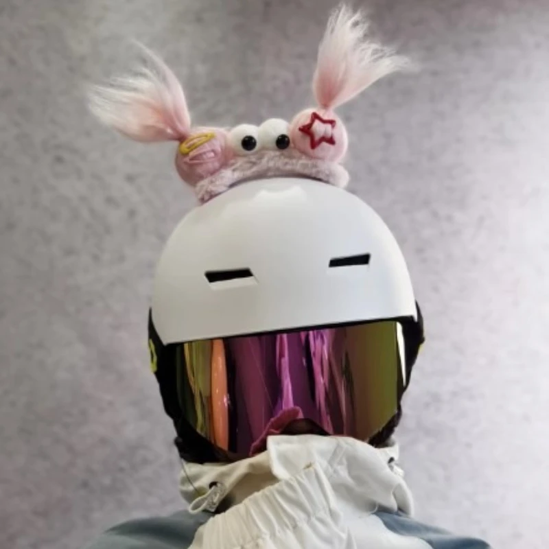 Motorcycle Helmet Plush Headgear Cute Rabbit Frog Clown Doll Accessories Can Be Freely Pasted and Matched