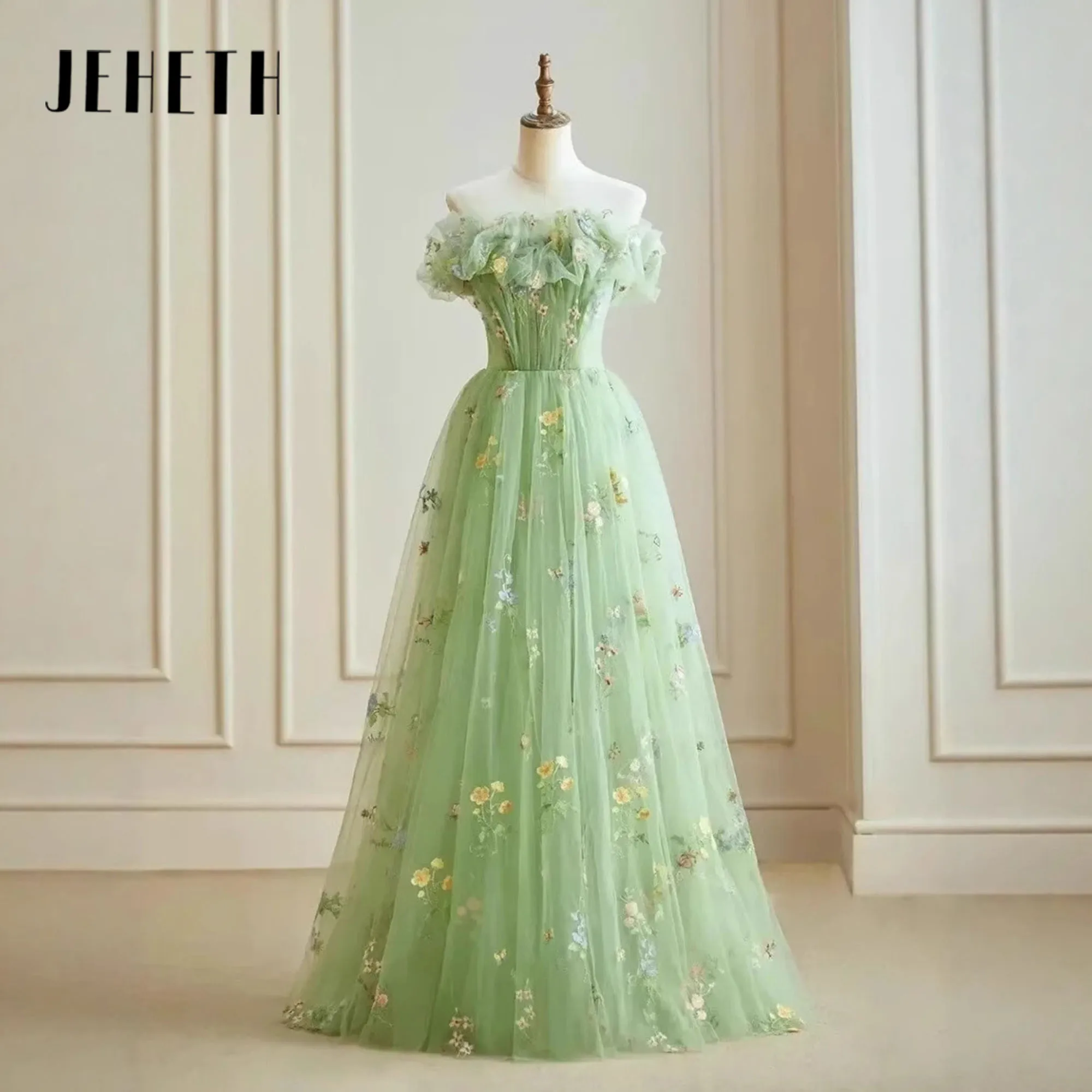 

Light Green Prom Party Cocktail Evening Dresses Lace Women Elegant Strapless Ball Gowns Formal Occasions Ceremony Dance Dress