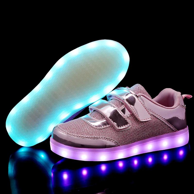 UncleJerry buty Led dla dzieci dzieci świecące tenisówki Luminous buty do tenisa dla chłopców dziewcząt LED ładowane na USB lekkie buty mody