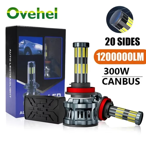 Imagen 1 del producto OVEHEL 20 LED laterales 1200000 LM 300W Canbus 360 H7 bombillas Led para faros de coche H11 H4 H1 HB3 9005 HB4 9006 luces antiniebla automáticas Mini lámpara