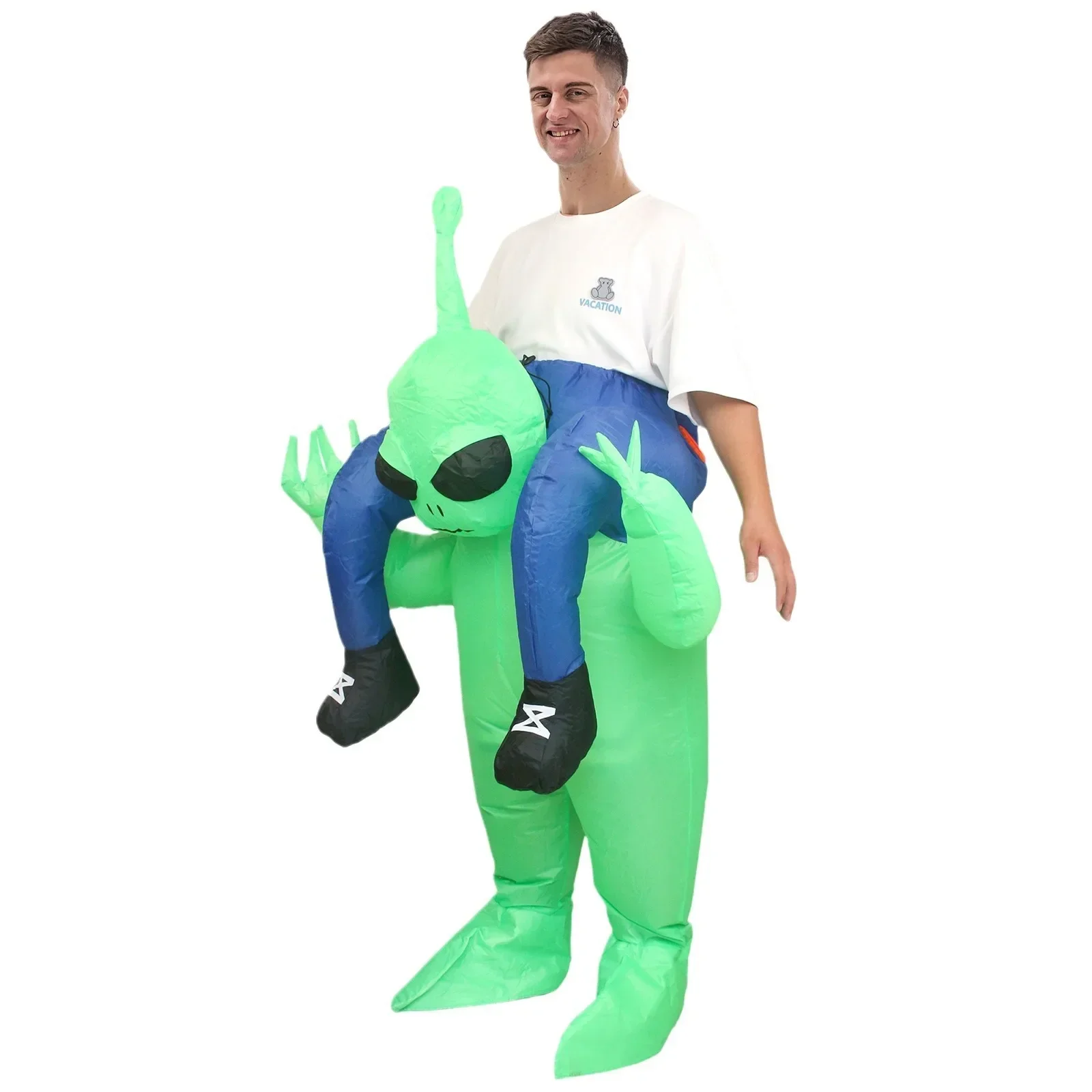 Funny Inflatable Riding Alien Costume Adult Children Role Play Inflatable Costume Halloween Carnival Party Fun Parent-child Game
