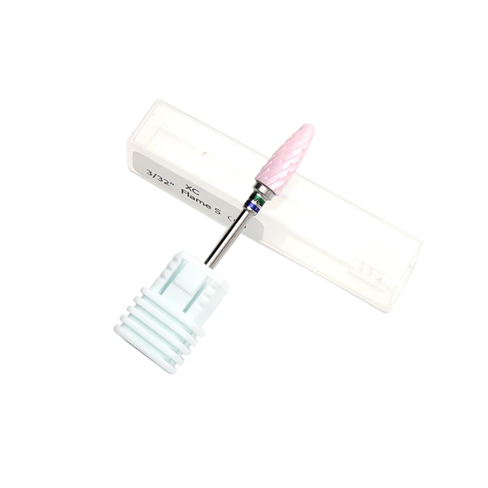Pink Nail Cone Tip Ceramic Drill Bits Electric Cuticle Clean Rotary For Manicure Pedicure Grinding Head Sander Tool
