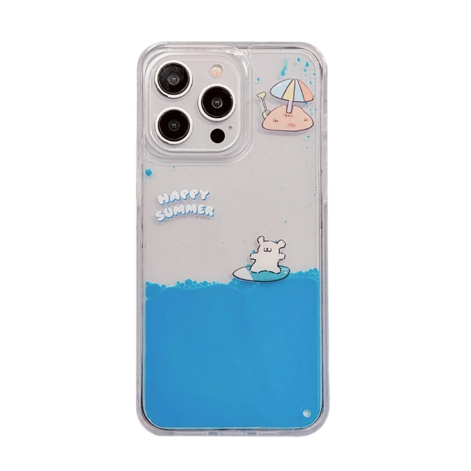 

Surfing Dog Suitable for iPhone 14 promax Phone Case for Apple 12 PROMAX Transparent Flowing Sand Summer Fresh Case