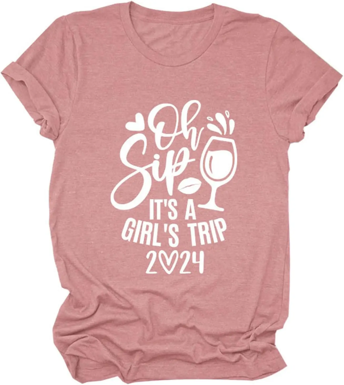 

Женские топы Pifnxtamy, футболка Oh Sip It's A Girl's Trip 2024, футболка для кемпинга, Повседневная летняя футболка с коротким рукавом