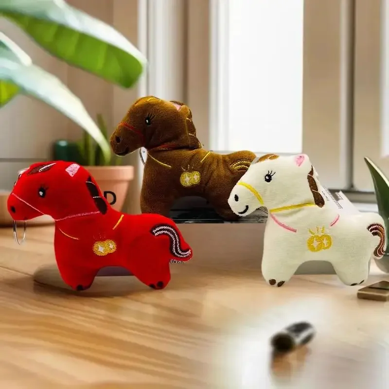 

Cartoon Plush Toy Keychain Cute Zodiac Animal Horse Doll Bag Pendant Birthday Gift