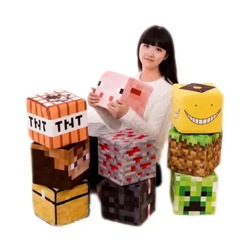 Minecraft 10cm 20cm 30cm Stuffed Plush Doll Pillow grass cube Creeper TNT Redstone Ore Square Pig Children Kid Birthday Gift Toy