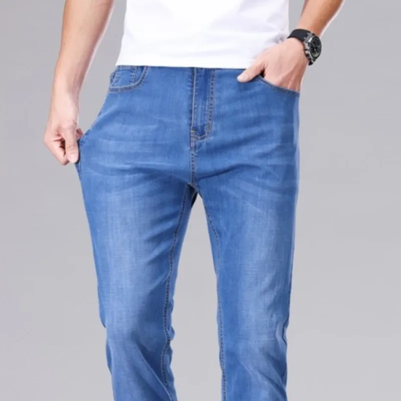 Jeans in denim elasticizzato da uomo Pantaloni dritti casual da lavoro nuovi sottili Pantaloni blu neri Pantaloni maschili giornalieri Dropship