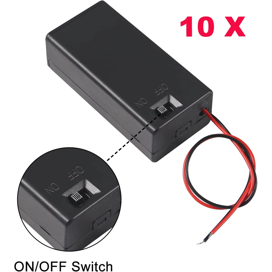 10Pcs 9V แบตเตอรี่ผู้ถือด้วยสวิทช์แบตเตอรี่9V พร้อมสวิทช์9V แบตเตอรี่ผู้ถือเก็บของที่ครอบกรณีผู้ถือ