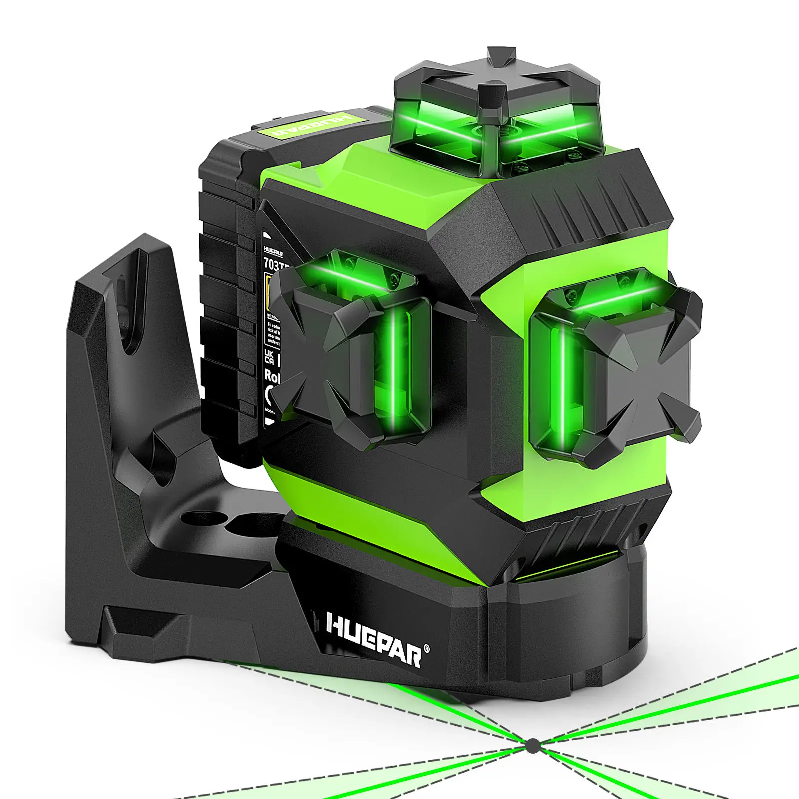 Huepar 703TR Green beam 12 lines laser level Self Leveling Laser tool with Fixed Reference Cross Point