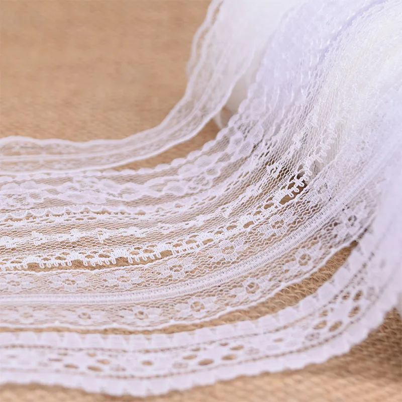 10Yard 20-40mm White Lace Trim Ribbon DIY Embroidered For DIY Craft Wedding Sewing Decoration African Lace Fabric Garment Access