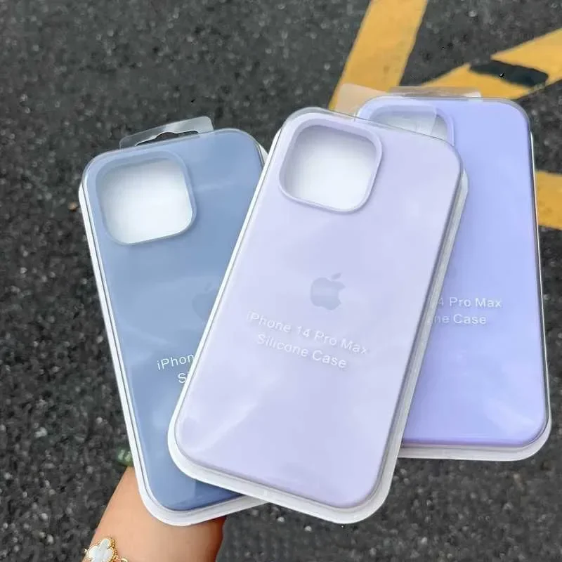 Liquid Silicone Soft Apple Case for IPhone 16 Pro Max 15 14 13 12 11 Candy Shockproof Full Logo Cover with Box