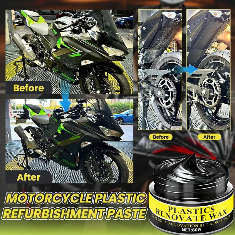 

NEW 80g Motorcycle Plastic Restorer Paste Back To Black Gloss Cleaning lastic Leather Restore Polish And Repair Paste