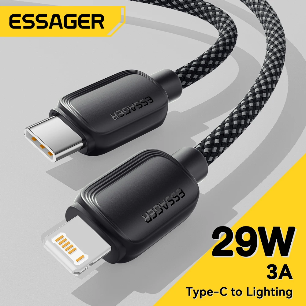 

Essager USB Type C Cable For iphone 14 13 Pro Max Mini Xs Xr X 8 iPad MacBook PD 29W Fast Charge Charger Lightning Wire Cord