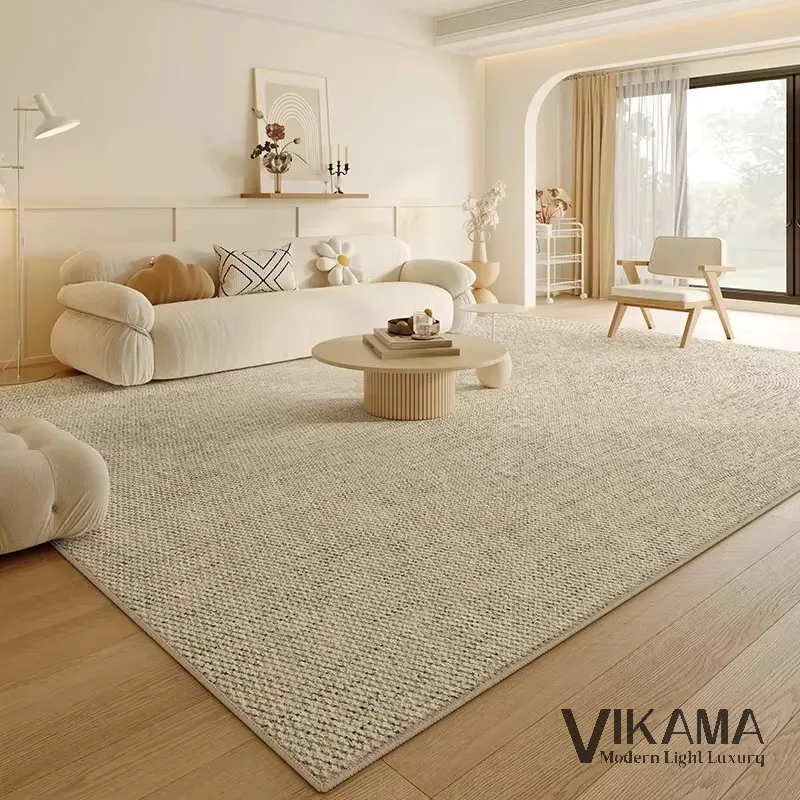 VIKAMA Cream Minimalist Light Luxury Carpet Minimalist Living Room Home Decoration Art Bedroom Solid Color Washable Floor Mat