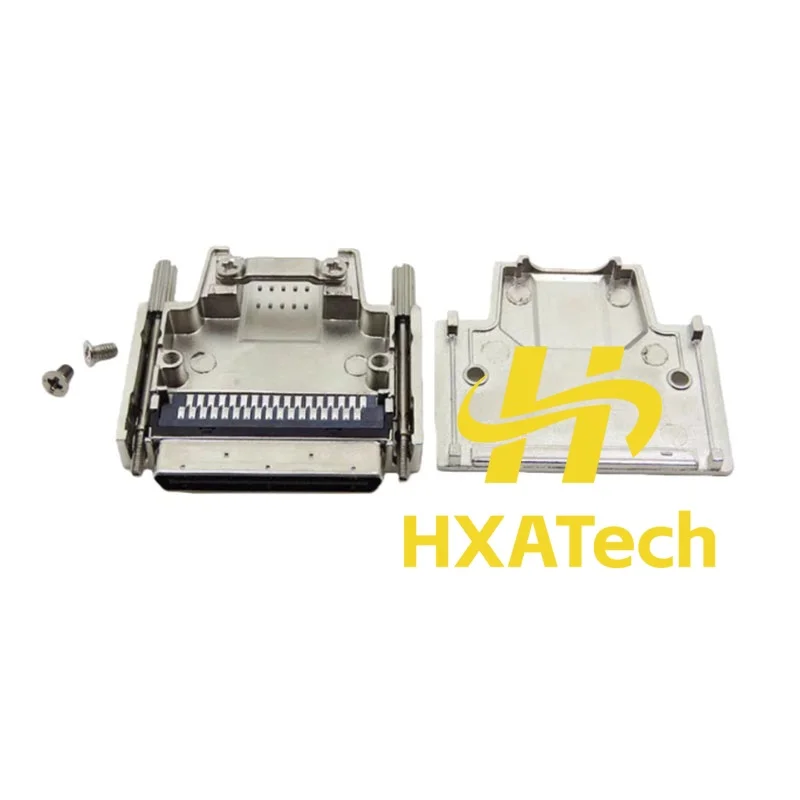 HXATech - SCSI VHDCI 68Pin male plug with metal shell SCSI mini 68-pin welded wiring iron shell connector