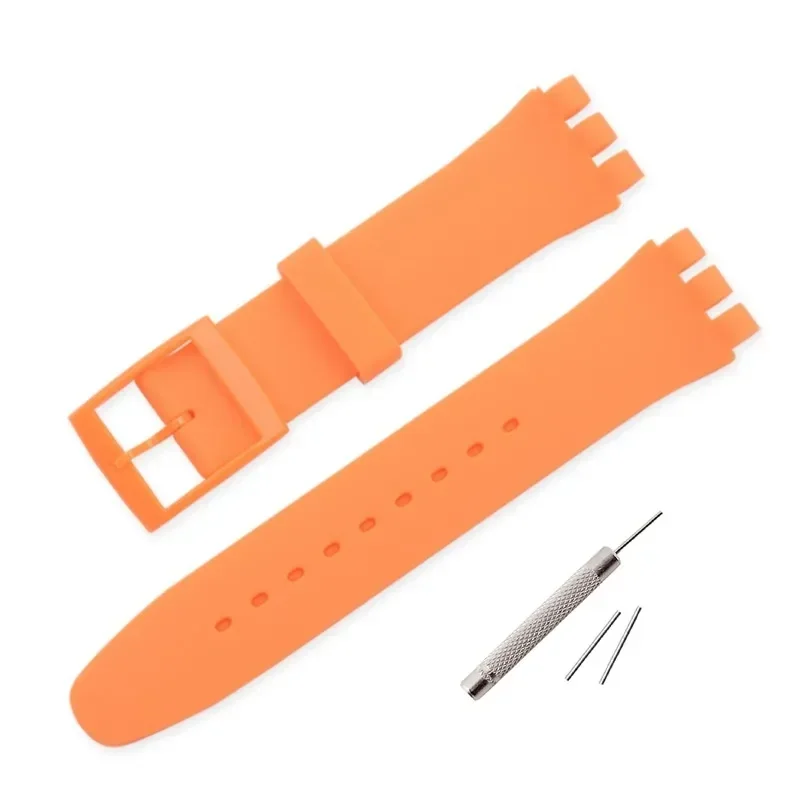 Kautschukarmband für Swatch, buntes Sportarmband, Ersatz-Armband, 16 mm, 17 mm, 19 mm, 20 mm, Silikon-Uhrenzubehör