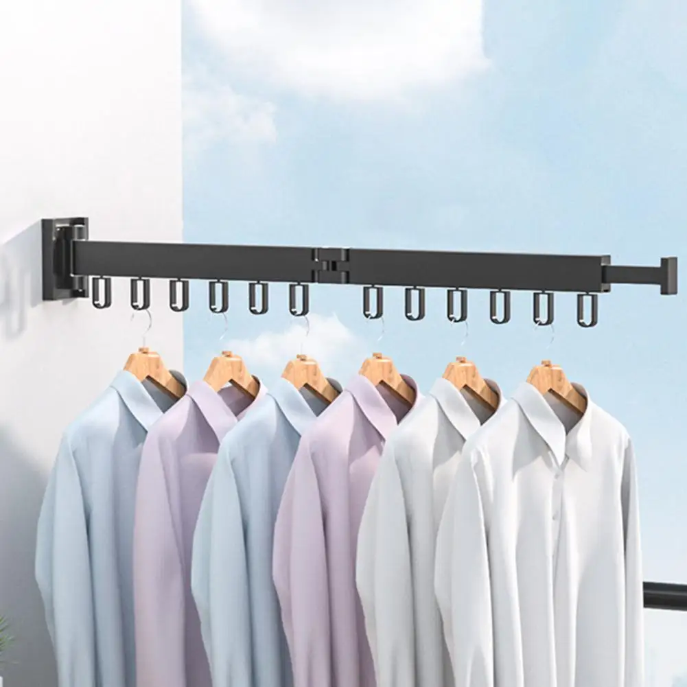 Support de séchage mural pliable, 1/2 pôles, support de séchage rétractable pour le linge, support solide pour gagner de l'espace