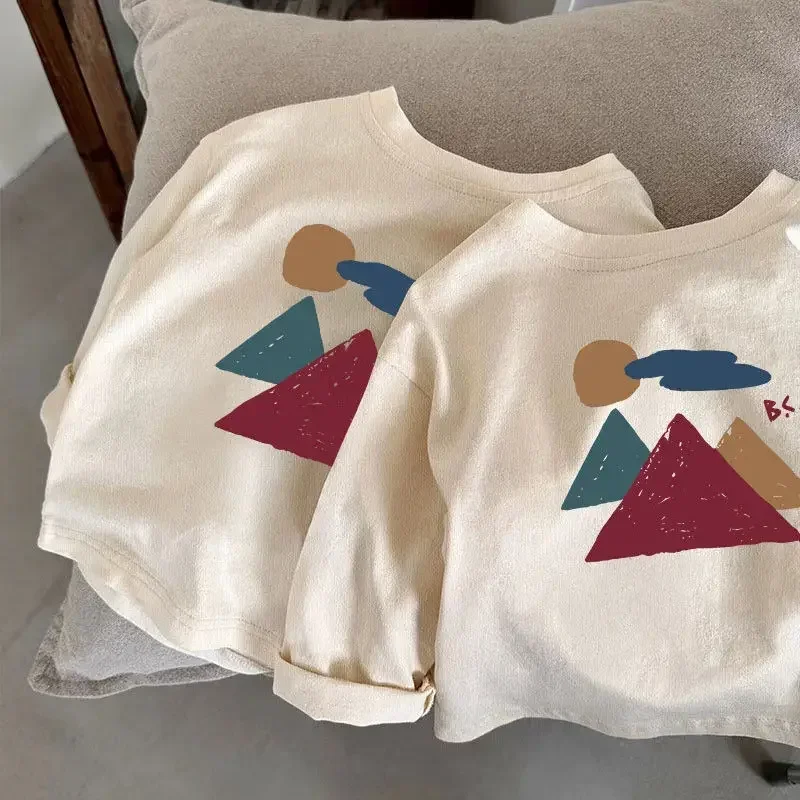 Kids Undershirts Spring New 2025 Long Sleeve Cotton Fashion Korean Casual Simple Style