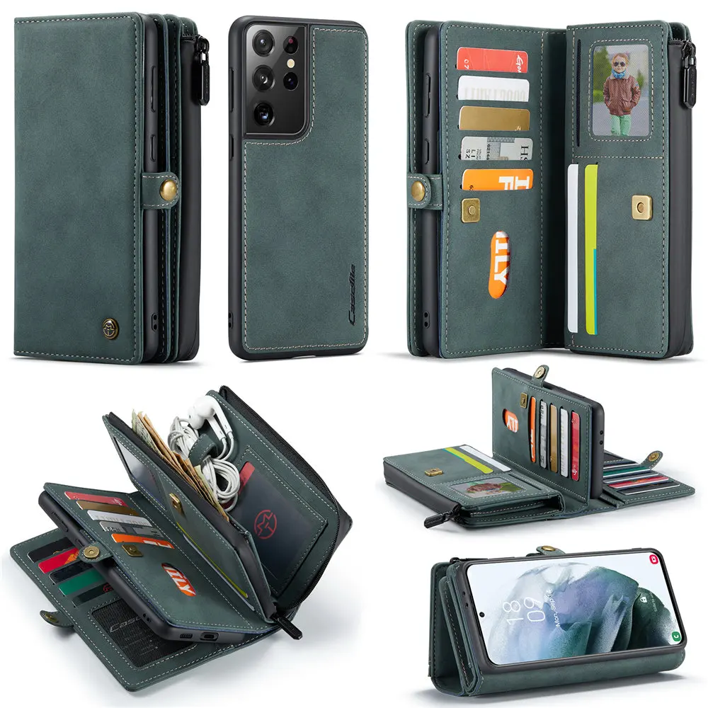 S21 Plus Case Wallet Purse Bag Cases For Samsung Galaxy S21 Ultra S21 Magnetic Leather Detachable Card Holder Cover Fundas