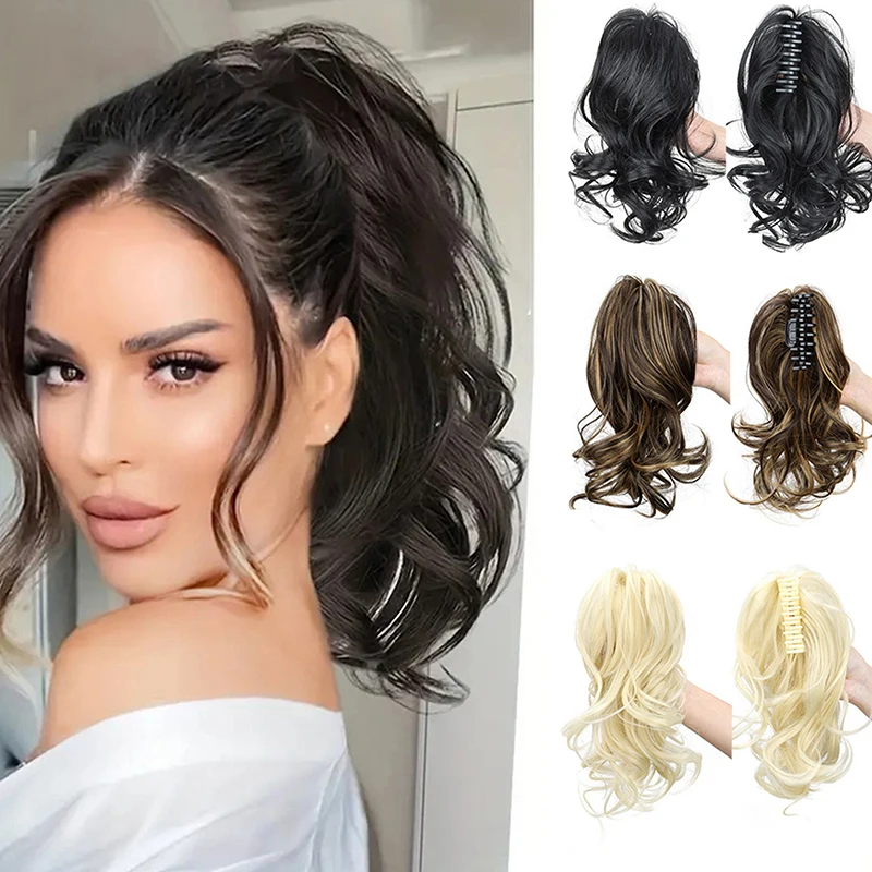 

1PC DIY Accessories Synthetic Ponytail Claw Clip Ponytail Extensions Short Curly Ponytail Ladies Ponytail Black Hair Clip