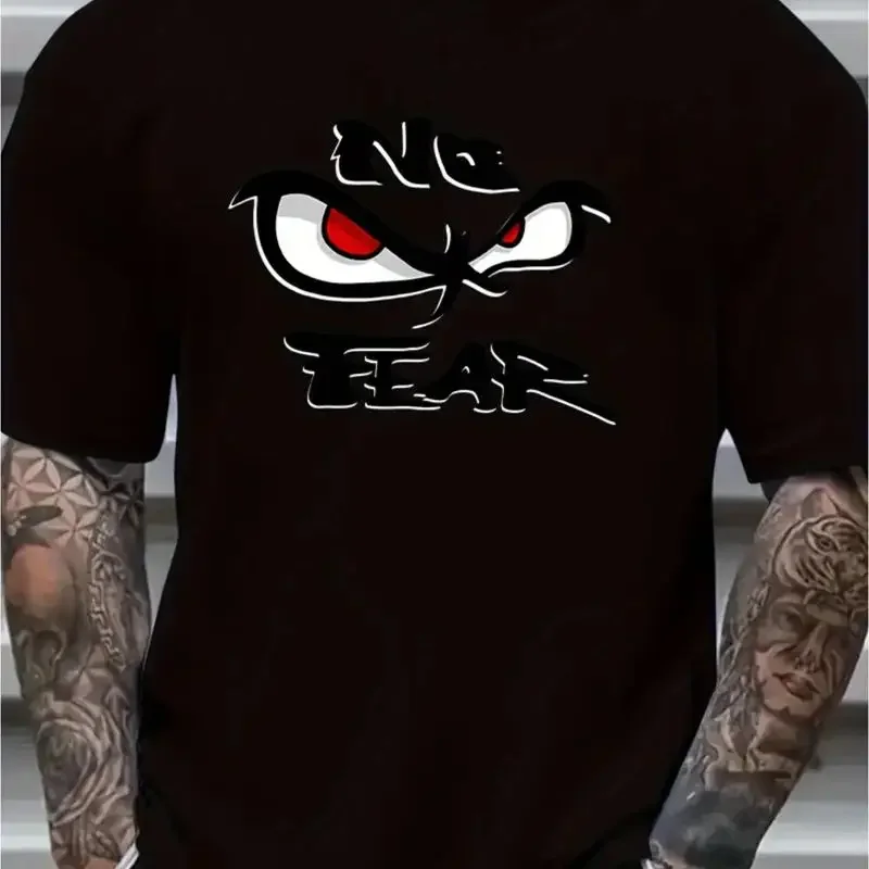 Camiseta con estampado No Fear para hombre, 100 algodón, estilo callejero informal, manga corta