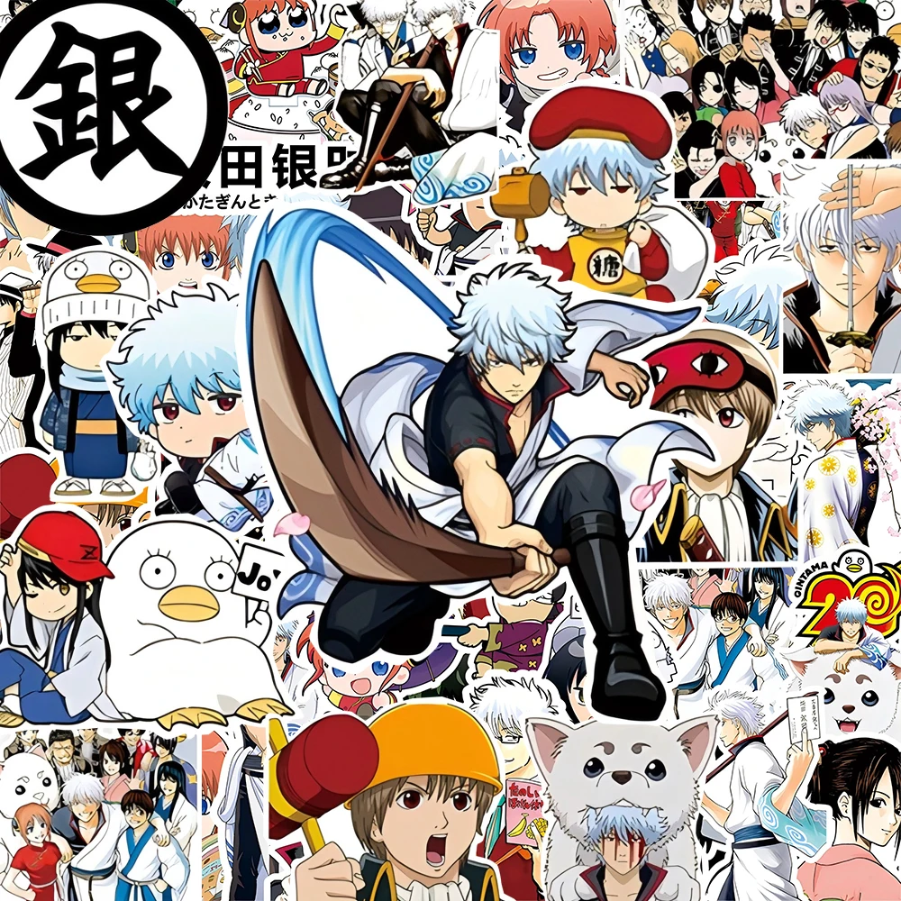 10/30/80 قطعة انمي ياباني جينتاما ملصقات كول ساكاتا جينتوكي الشارات حقيبة الأمتعة الغيتار سيارة الكرتون مانغا ملصق لعبة طفل