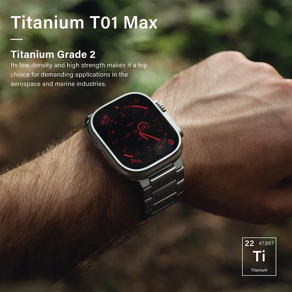 Titanium Band T01 Compatible for Apple Watch Ultra Band 42mm 44mm 45mm 49mm Business Strap for IWatch Series 9 8 7 6 5 4 Se 3 2