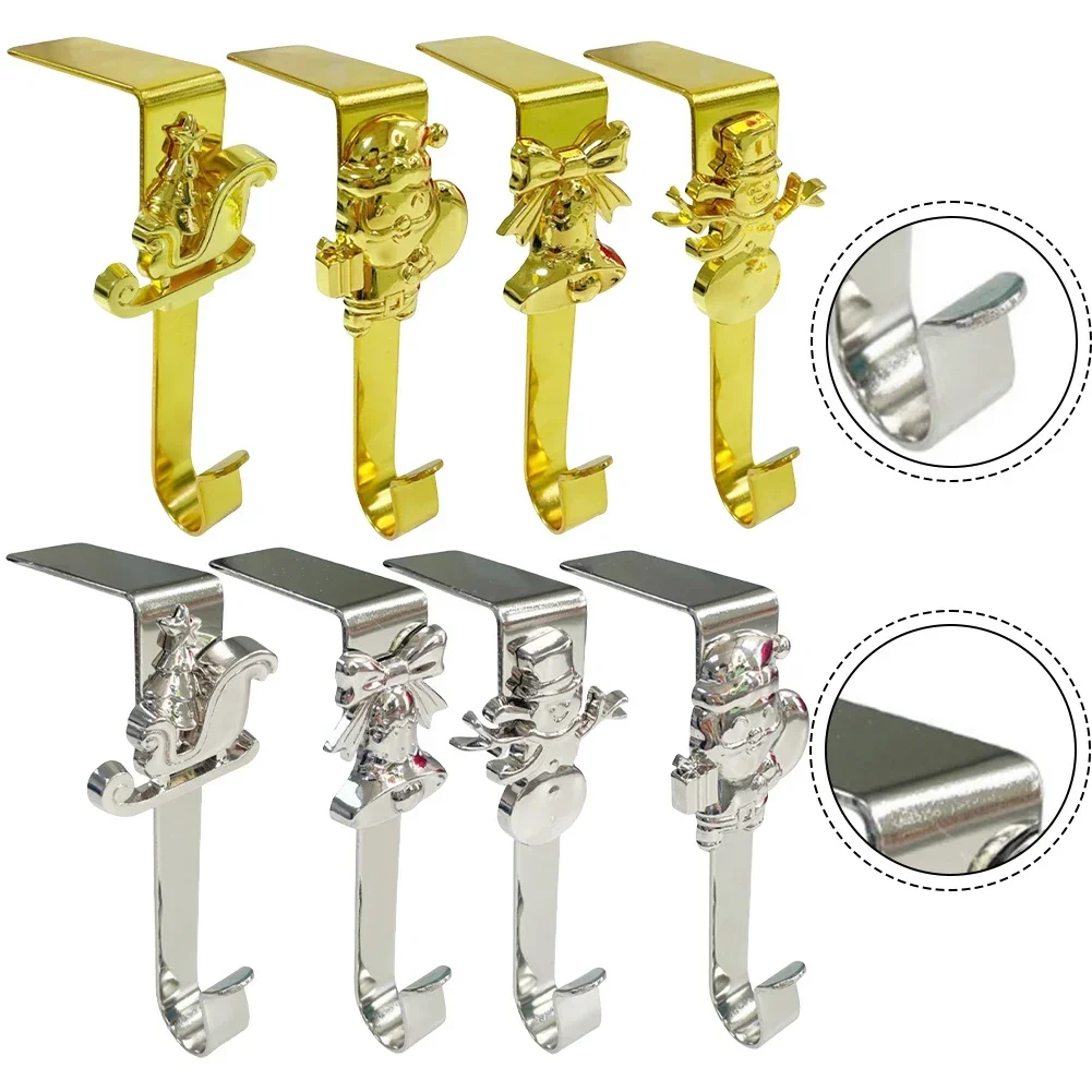 

4Pcs Christmas Stocking Hooks With Iron Right Angle Design For Fireplace Mantels And Seasonal Ornament Hanging