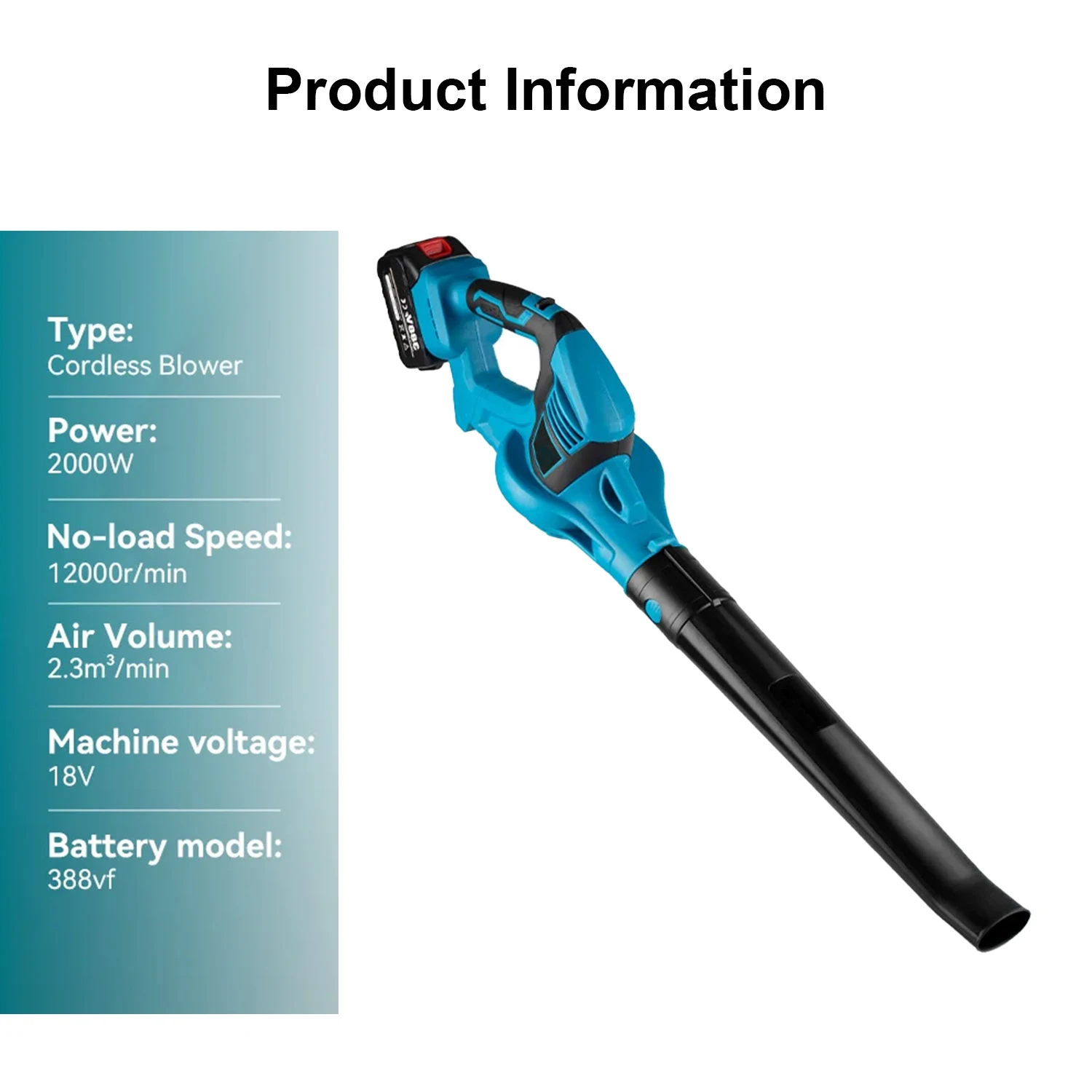 High Powerful Cordless Electric Air Blower Handheld Blow Suction 2 In1 Cleaning Tool for Leaf/Snow/Dust for Makita 18V Battery