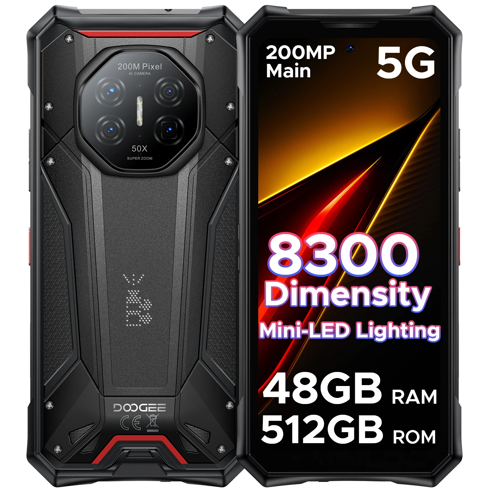DOOGEE S300 Pro 5G robuuste telefoon 6,78 inch 120Hz Dimensity 8300 200MP camera 11000mAh batterij 48GB (16+32GB) 512GB Android 16 NFC Google Play ondersteuning - afbeelding 1
